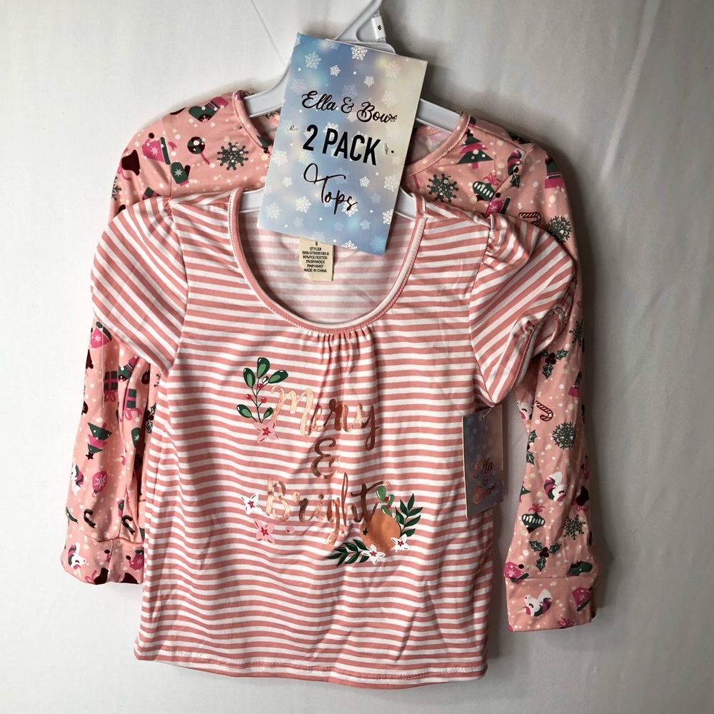 NWT Bundles-Packs Ella & Bou Girl’s Christmas Short Sleeve Top Shirt Size 6
